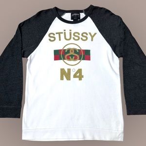 Vintage Stussy No. 4 Big Logo Crewneck Rare Sweatshirt Men’s Sz S